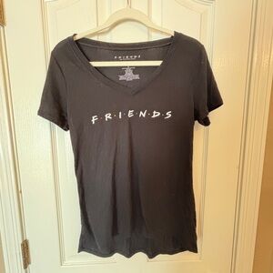 FRIENDS Black V-Neck Women's Short Sleeve T Shirt in Women’s Medium Casual TV